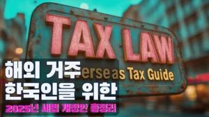 해외 거주 한국인이 2025년 세법 개정안을 확인하는 모습의 실사 사진